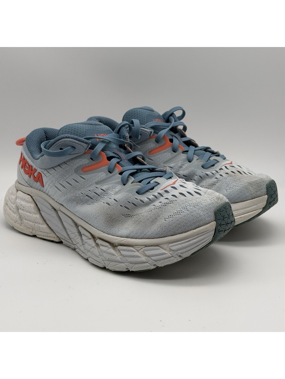 HOKA Gaviota 4 Womens 7 Wide D Running Shoes Blue Coral 1123201
